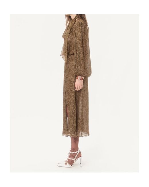 Valentino Brown Fauve Éclat Printed Midi Dress
