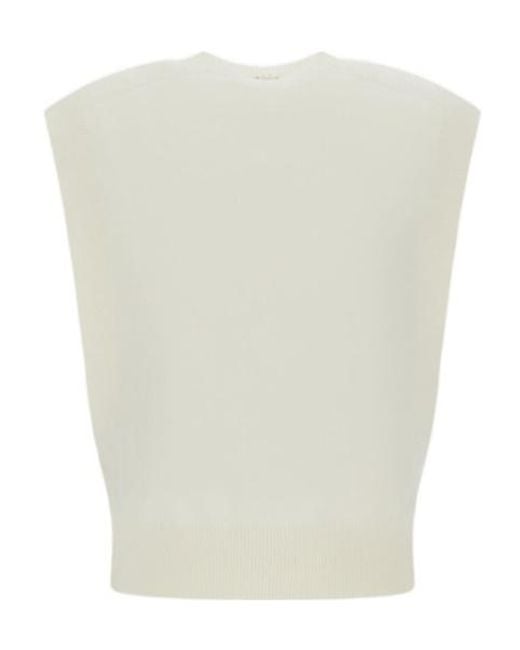 Herno White Ribbed-Hem Tank Top