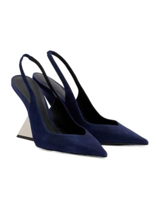 The Attico Blue Cheope 105 Suede Slingback High-Heeled Sandals