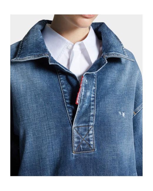 DSquared² Blue Distressed Denim Top