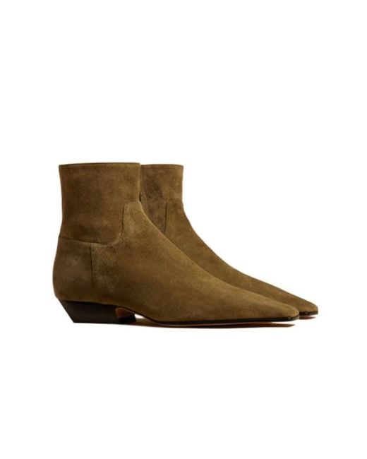 Khaite Brown Marfa Square-Toe Ankle Boots
