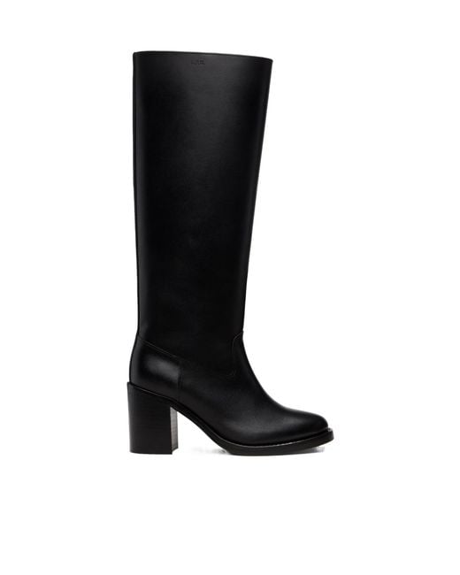 A.P.C. Black Round Toe Heeled Boots