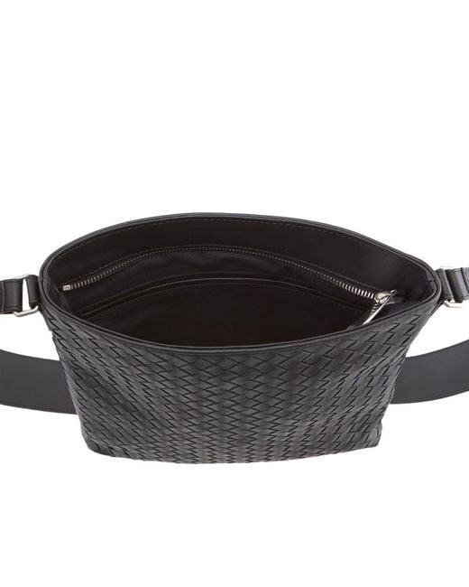 Bottega Veneta Black Woven Detail Cross-Body Bag for men