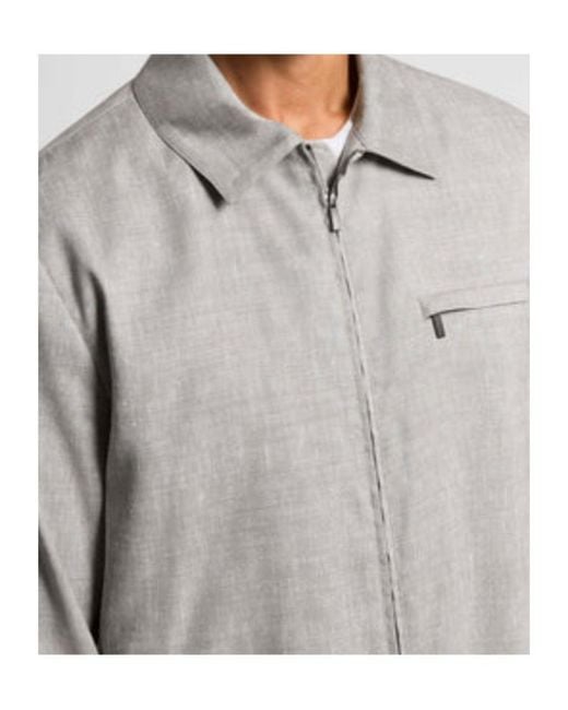 Peserico Gray Long Sleeve Zip-Up Shirt Jacket for men