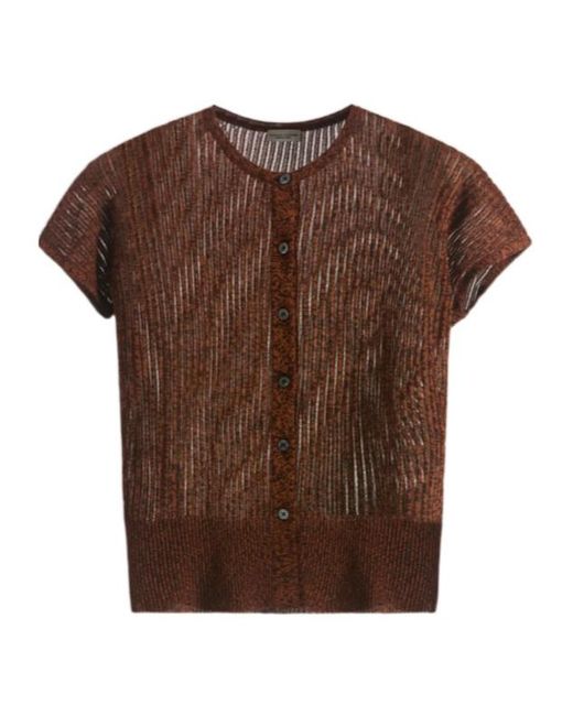 Roberto Collina Brown Openwork Knit Cardigan
