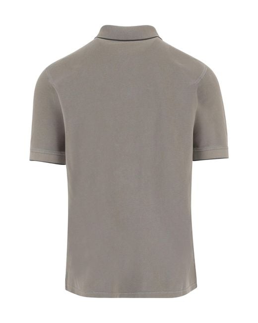 Herno Gray Logo Embroidered Short Sleeved Polo Shirt for men