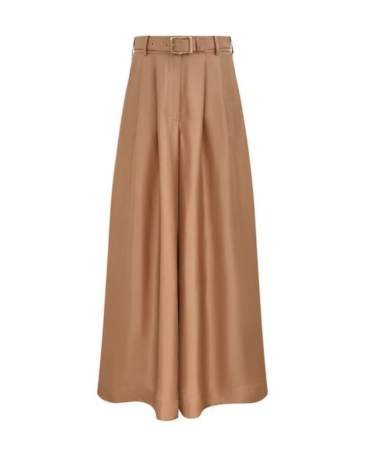 Zimmermann Brown Pleated Belted Trousers