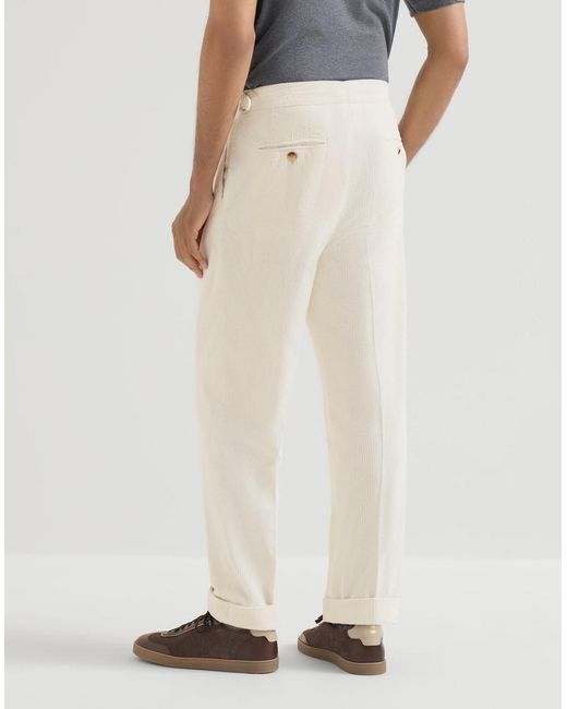 Brunello Cucinelli White Garment-Dyed Trousers for men