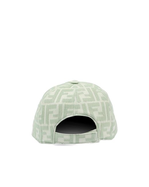 Fendi Green Logo-Pattern Cap