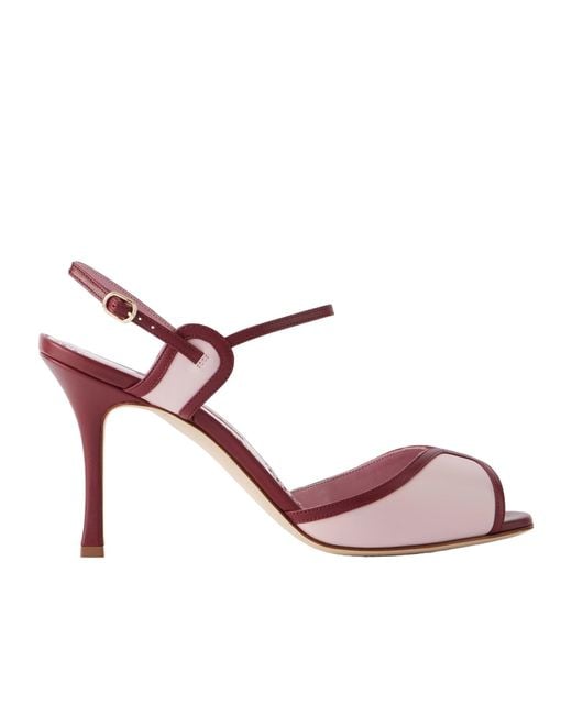 Manolo Blahnik Pink Two-Tone Leather Sandals