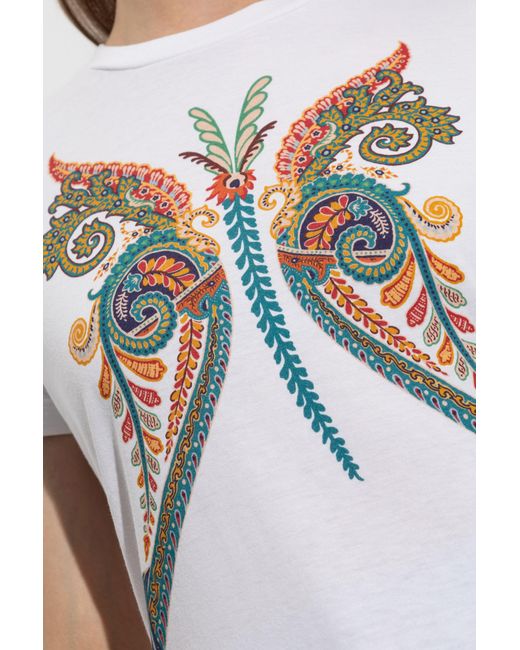 Etro White Pattern-Printed Crewneck T-Shirt