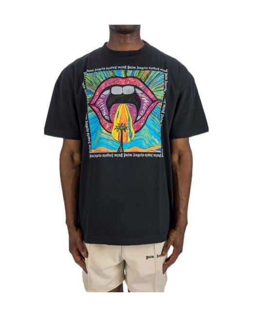 Palm Angels Multicolor Crazy Mouth Straight Hem T-Shirt for men