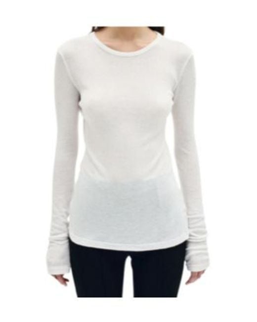 Ann Demeulemeester White Fiene Ribbed Long-Sleeve Top