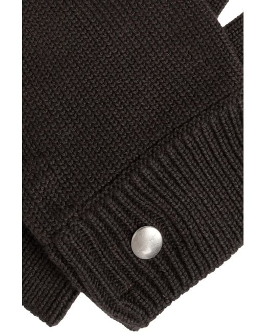 Rick Owens Black Ribbed Gloves for men