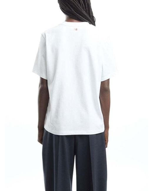 Victoria Beckham White Text Printed Crewneck T-Shirt