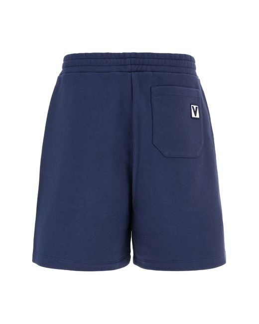 Valentino Blue Logo Embroidered Shorts for men