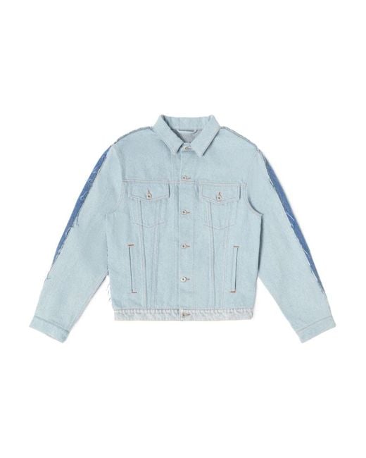 Heron Preston Blue Patchwork Denim Jacket for men