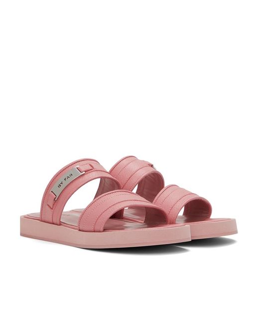 By Far Pink Easy Leather Sandals