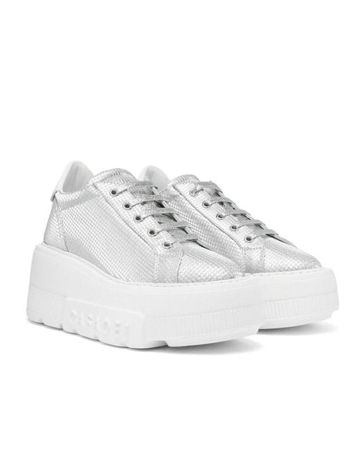 Casadei White Nexus Metallic Leather Sneakers