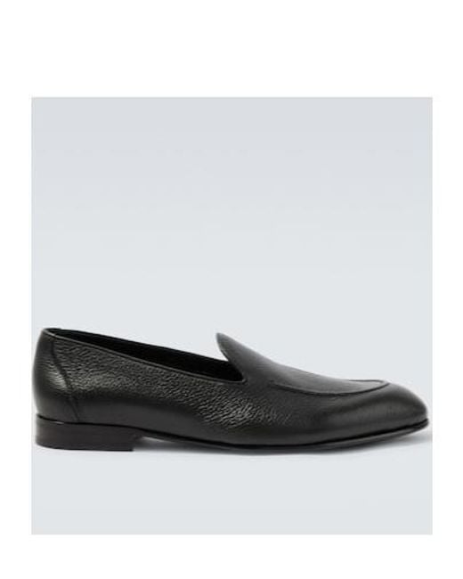 Brioni Black Appia Leather Loafers for men