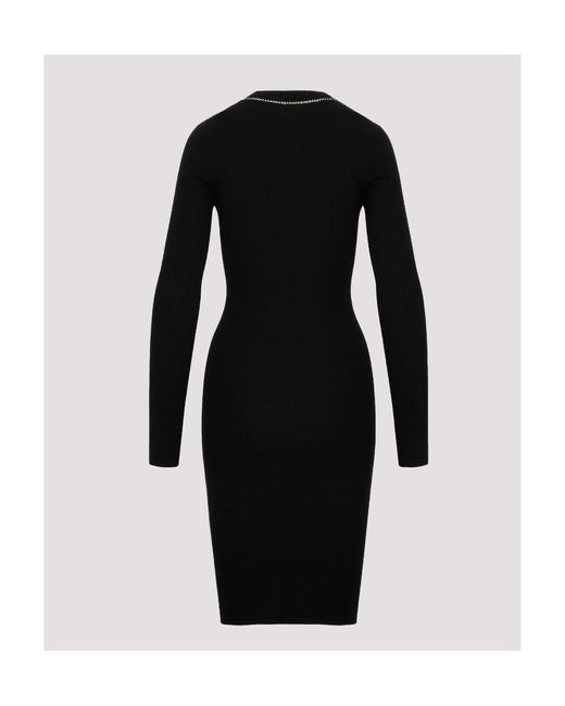 Bottega Veneta Black Chain Embellished Knitted Dress