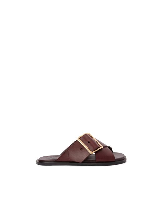 Loewe Brown Square-Toe Slip-On Sandals