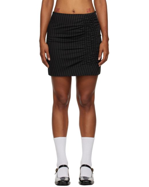 Ganni Black Stretch Stripe Mini Skirt