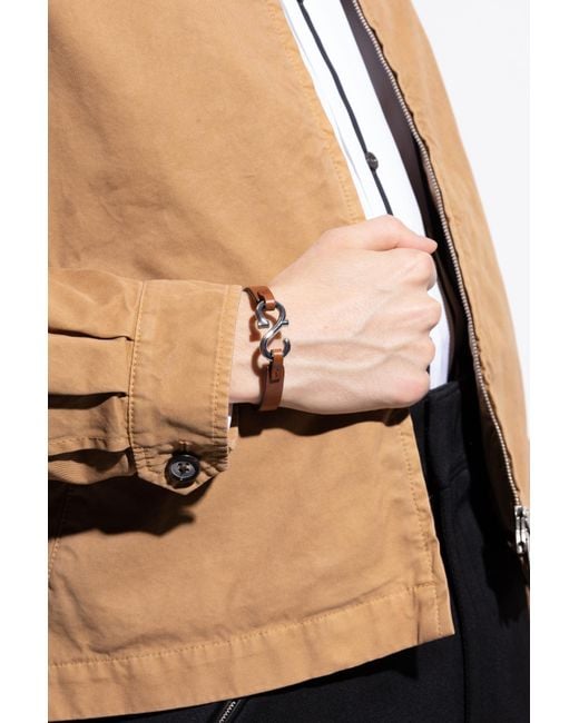 Ferragamo White Ferragamo Gancini Hook Bracelet for men
