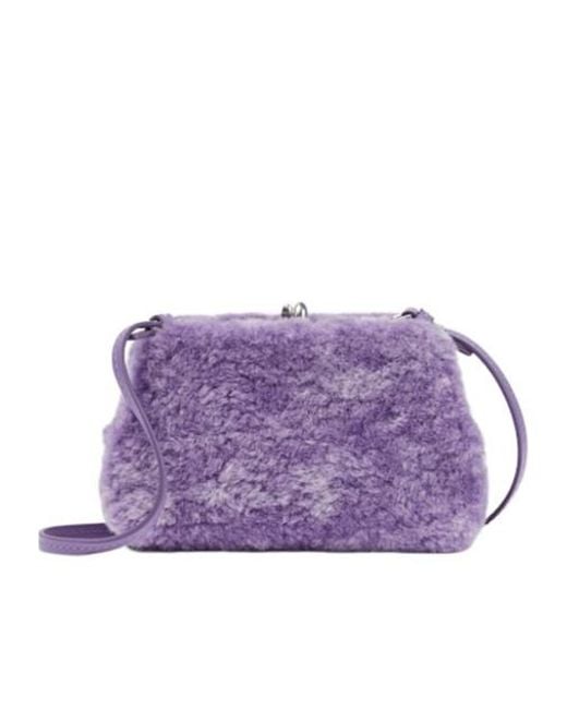 Jil Sander Purple Goji Micro Shearling Shoulder Bag