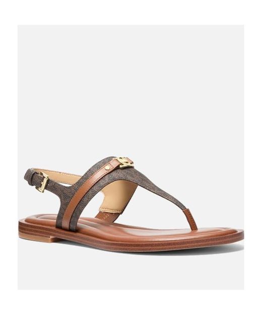 Michael Kors Brown Canvas Flat Sandals