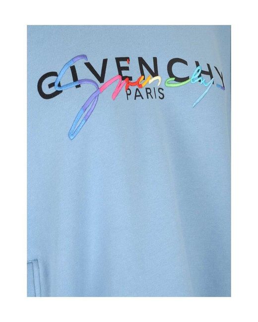 Givenchy Blue Logo Printed Hooded Sweater