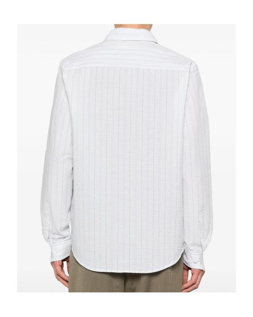 Samsøe & Samsøe White Long-Sleeved Striped Shirt for men