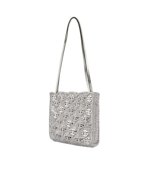 Rabanne White Rabanne Scalloped Edge Strapped Shoulder Bag