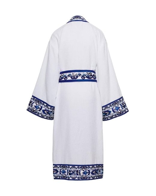 Dolce & Gabbana Blue Terry Belted Bathrobe for men
