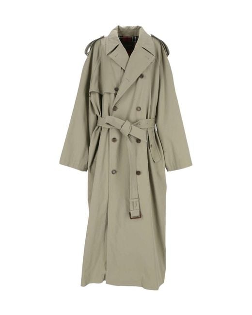 Balenciaga Natural Double-Breasted Belted Coat for men