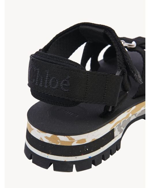 Chloé Black Net Sustain Nikie Embellished Webbing Flatform Sandals