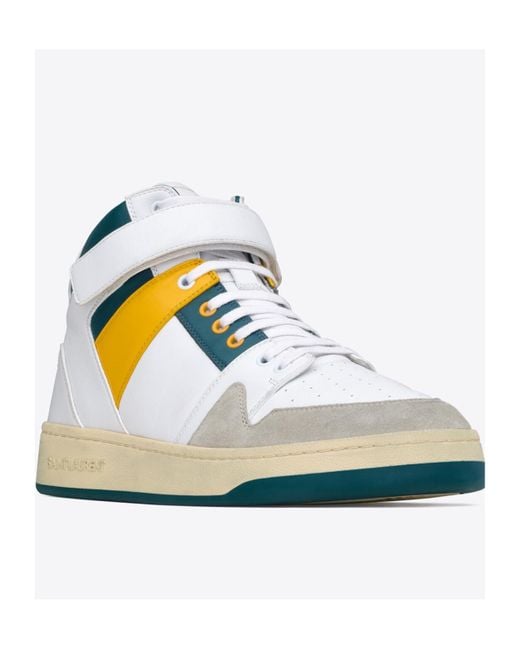 Saint Laurent White Lax Mid-Top Sneakers for men
