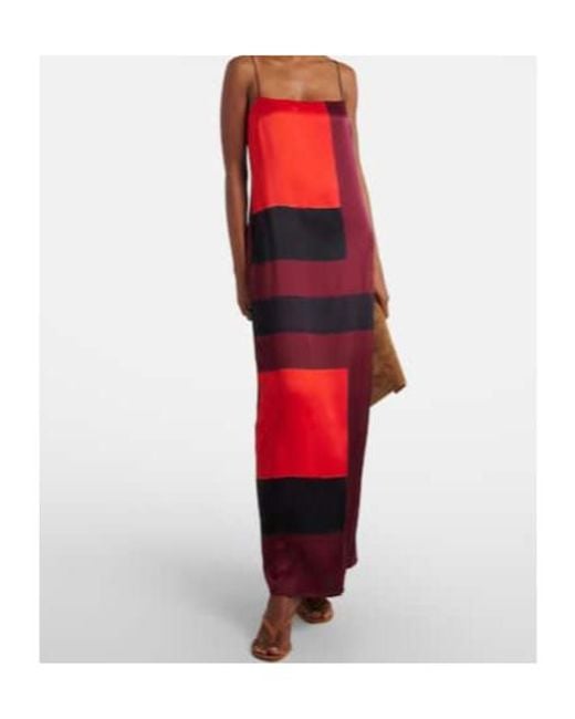 Staud Red Mae Printed Silk-Blend Maxi Dress