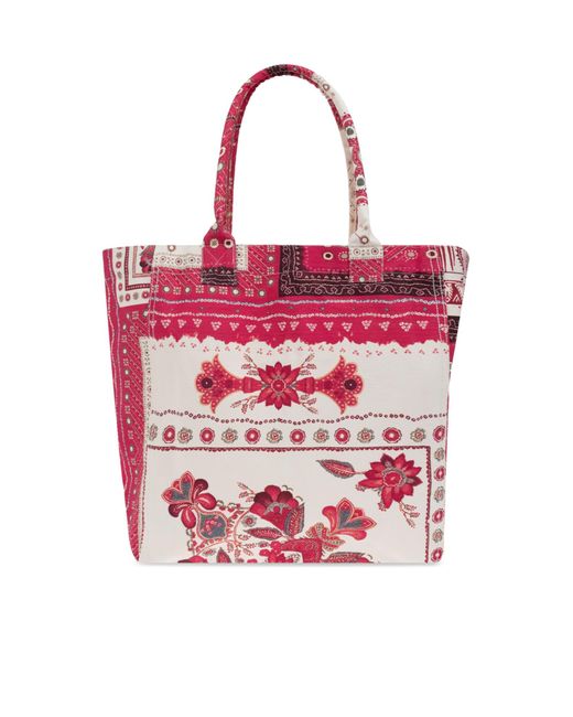 Isabel Marant Pink Yenky Logo Embroidered Shopping Bag