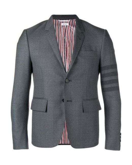 Thom Browne Gray Bar High-Armhole Sport Coat for men