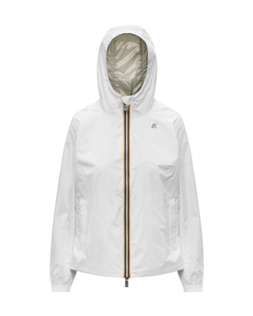 K-Way White Reversible Zip Hooded Jacket