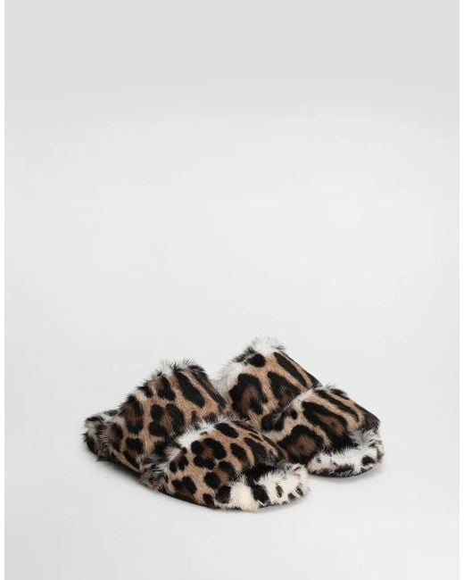 Dolce & Gabbana Brown Leopard Printed Slides