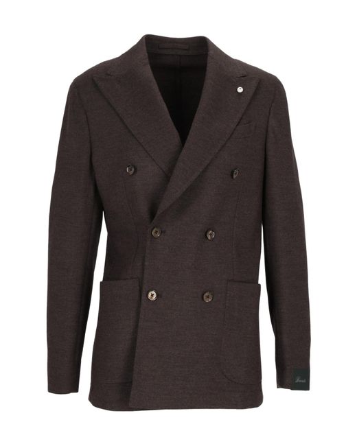 Lubiam Black Double-Breasted Blazer for men