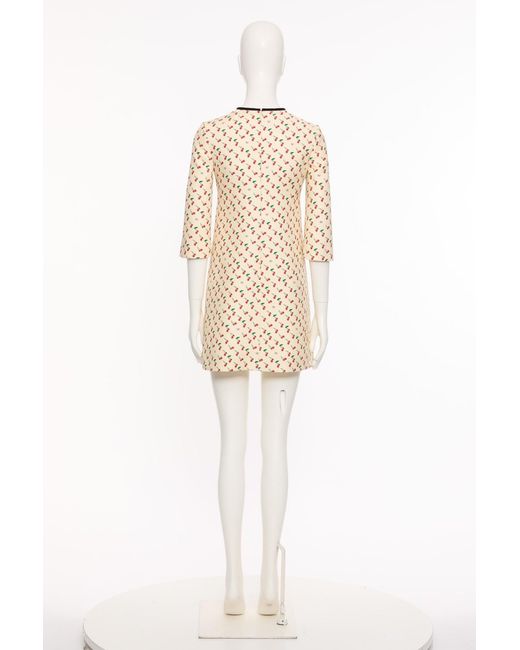 Valentino White Cherry-Motif Crewneck Mini Dress
