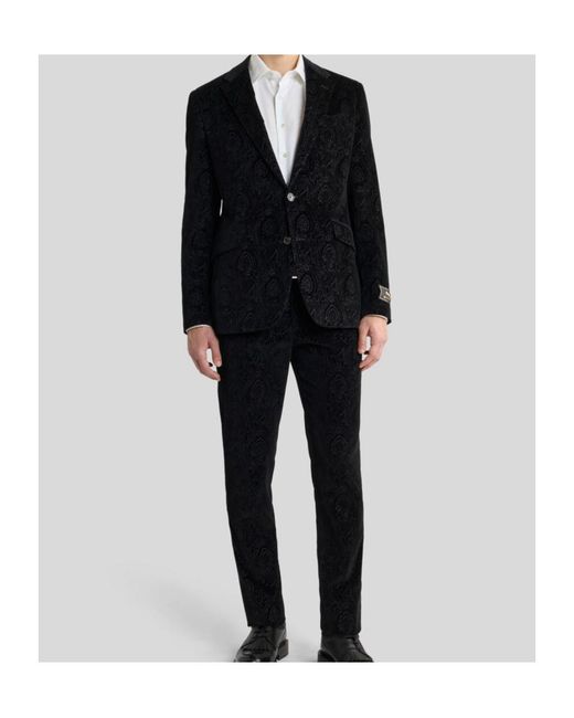 Etro Black Paisley Single-Breasted Blazer for men