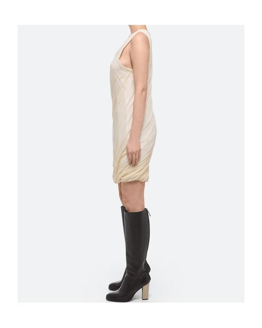 Helmut Lang White Bubble Sheer-Overlay Dress