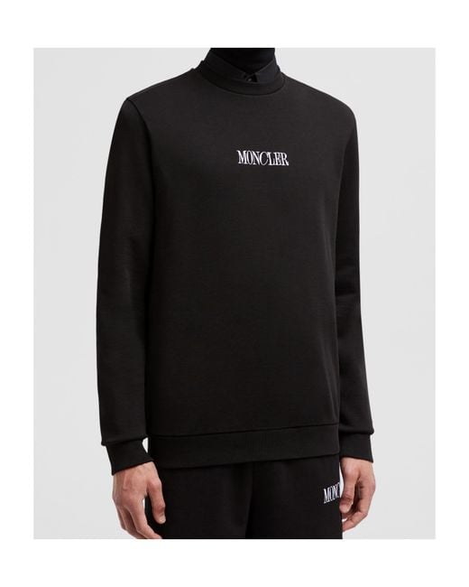Moncler Black Embroidered Logo Sweatshirt for men