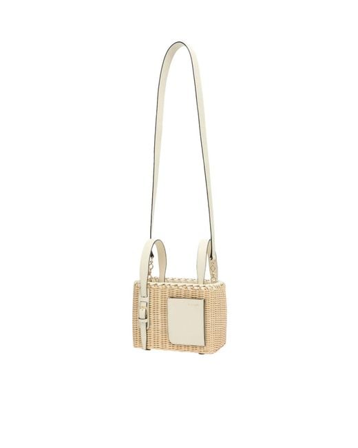 Valextra Natural Soft Wicker Bucket Micro Bag