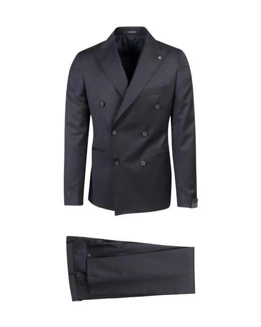 Tagliatore Blue Double-Breasted Two-Piece Suit Set for men