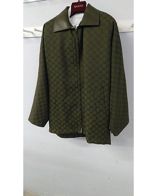 Gucci Green Monogrammed Zip-Up Coat
